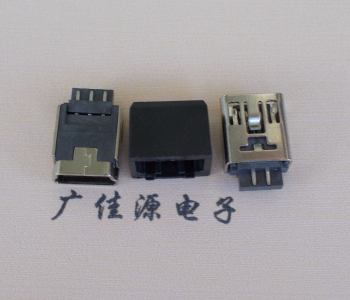 西安MINI USB 5Pin接口 带护套焊线母座 B型180度铜壳