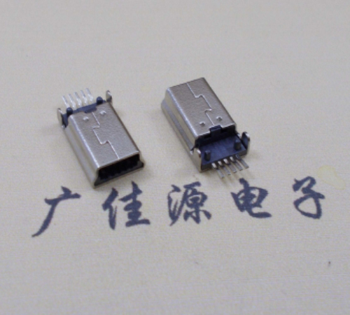 西安MINI USB公头 5pin端子贴板带柱 10.7mm体长