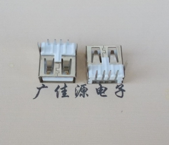 西安 USB2.0 AF 90度 直插脚 无后盖 平口铜壳