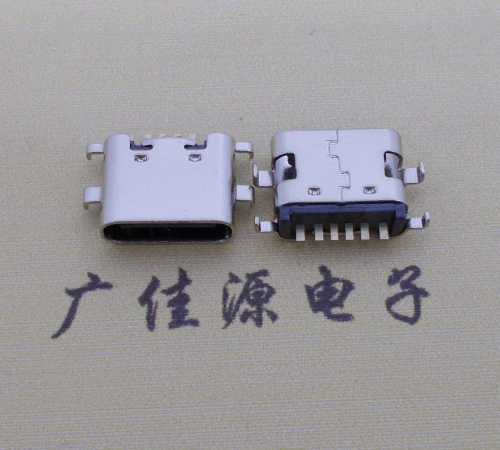 西安简易充电type c6P母座沉板1.6mm接口