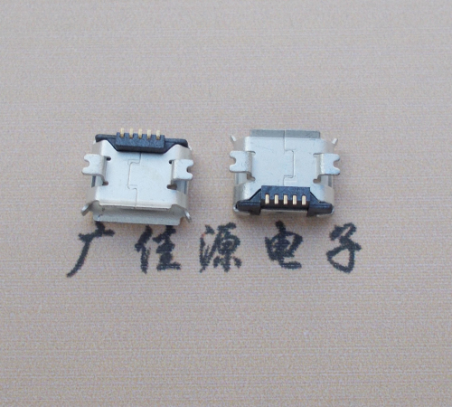 西安Micro USB 5PIN接口,B型垫高0.9mm鱼叉脚贴片雾锡卷边