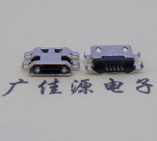 西安micro usb5p连接器 反向沉板1.6mm四脚插平口