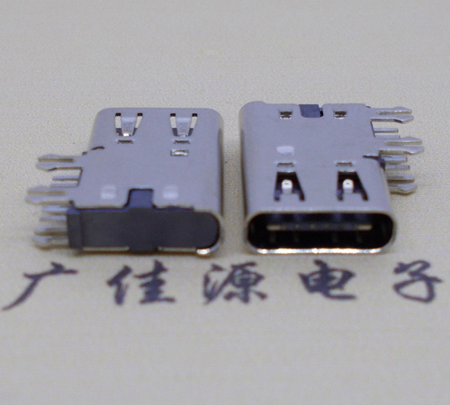 西安侧插USB3.1接头座子.90度type-c母座.6p侧插连接器