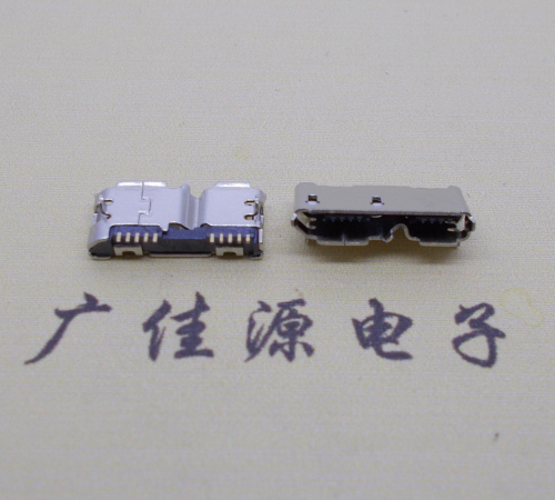 西安micro usb 3.0母座双接口10pin卷边两个固定脚 