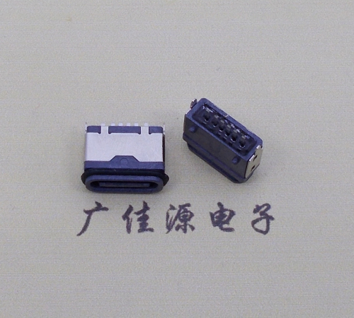 西安usb type c6p防水立插母座两脚插带定位柱